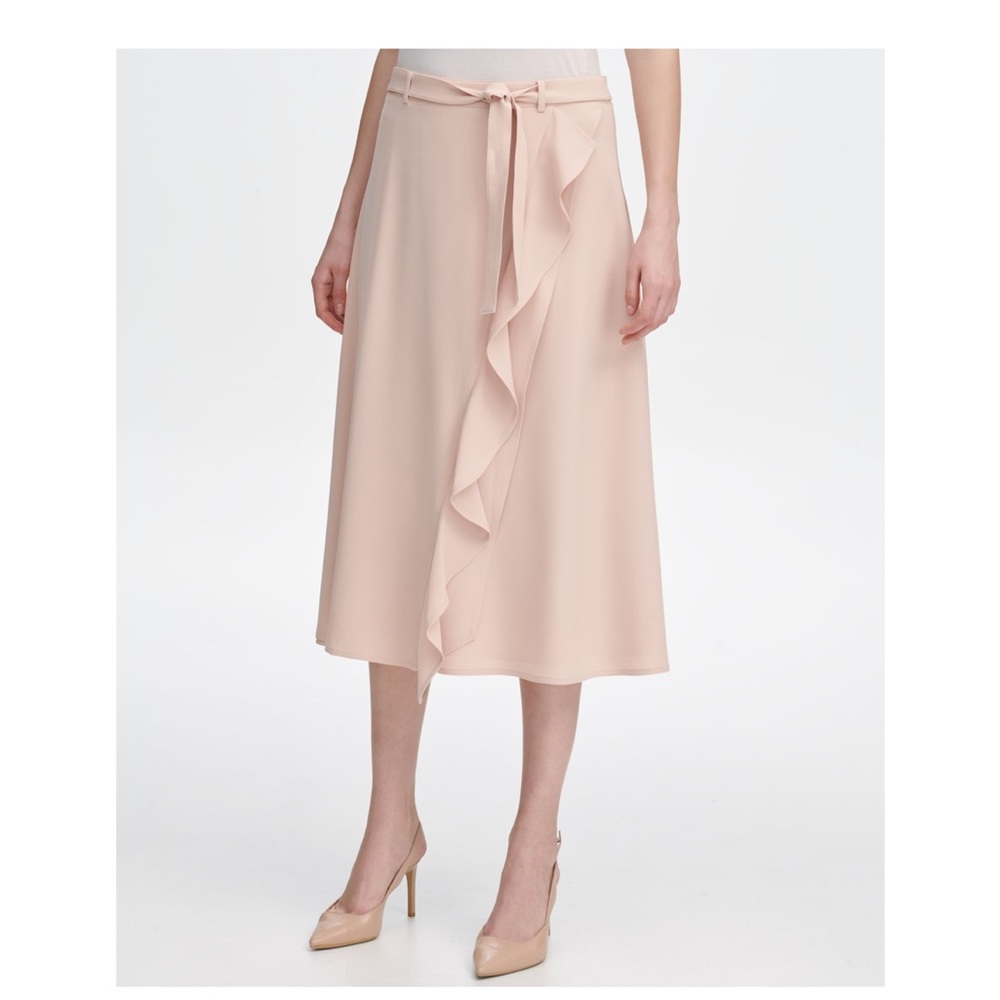 Light Pink Calvin Klein MIDI Faux Wrap Skirt
